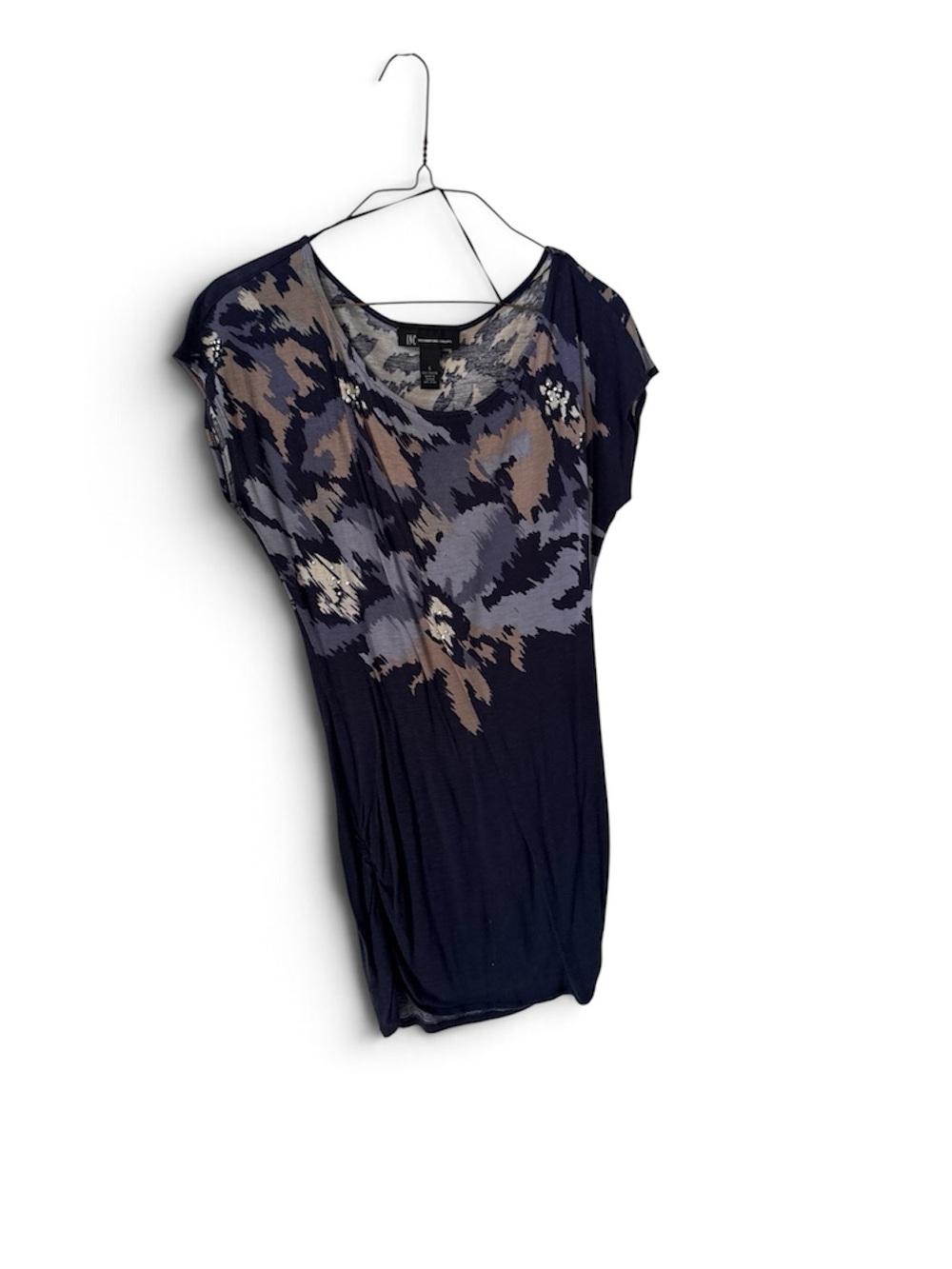 INC International Concepts Navy Short-Sleeve Floral-Pattern Tee